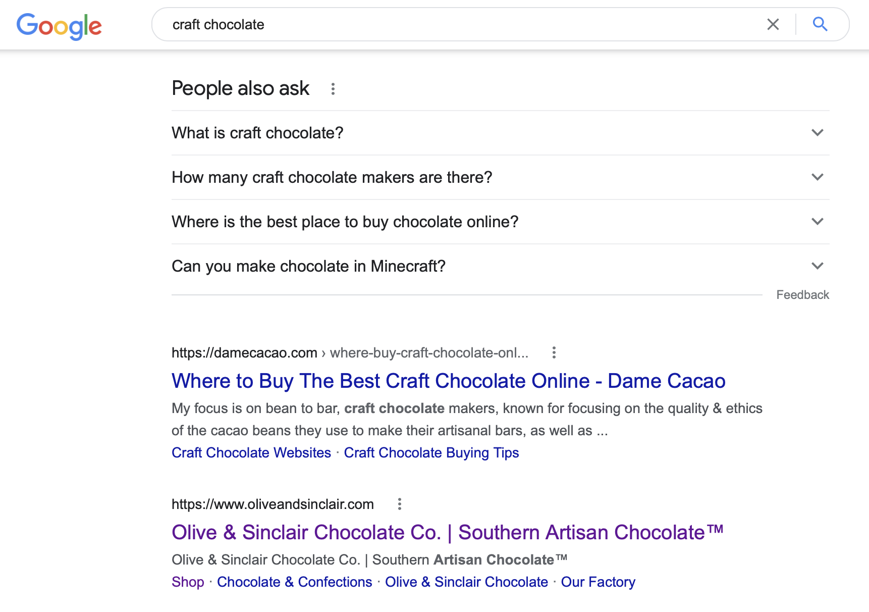 olive and sinclair food marketing has great seo